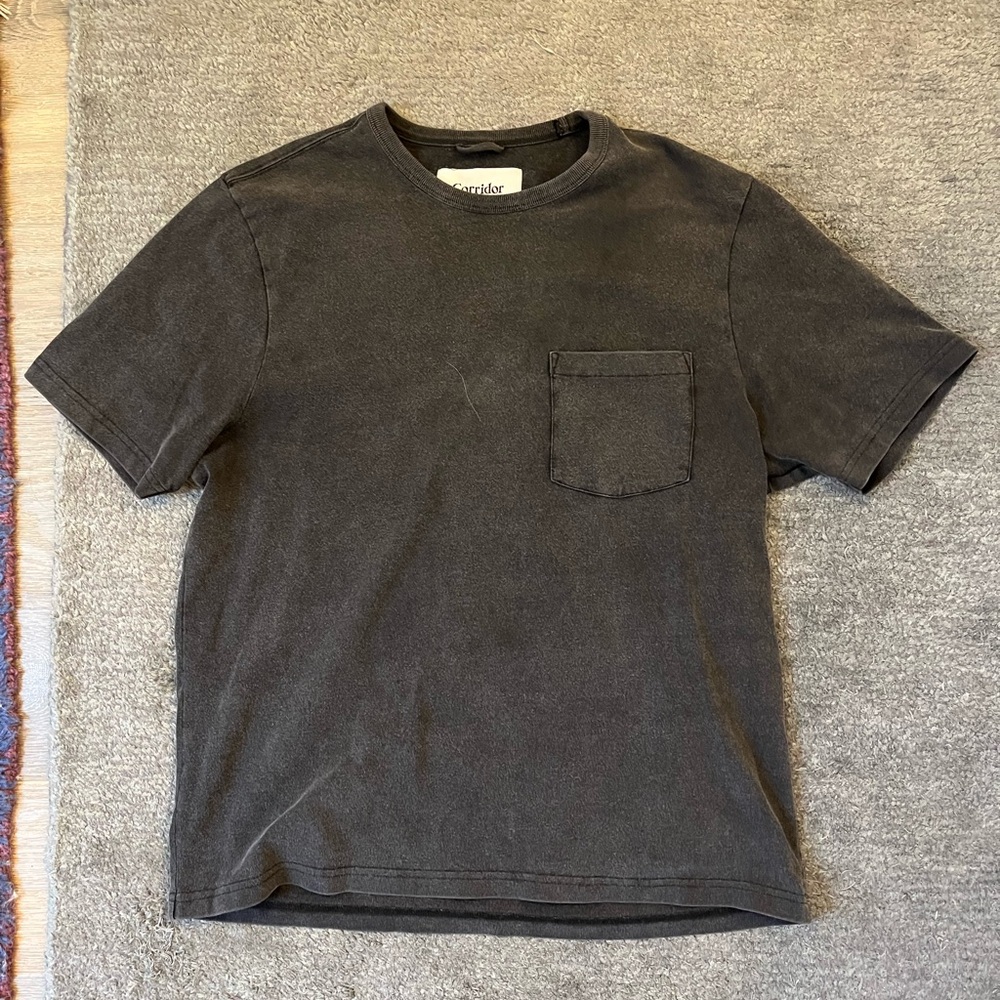 Corridor Organic Garment dye tee - Faded Black. size small